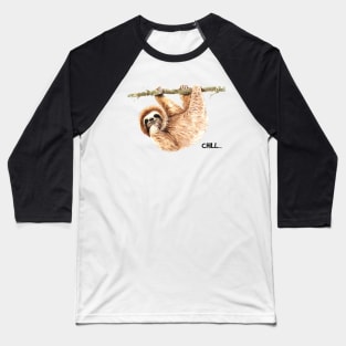 Sloth Hand Drawn Chill Baseball T-Shirt